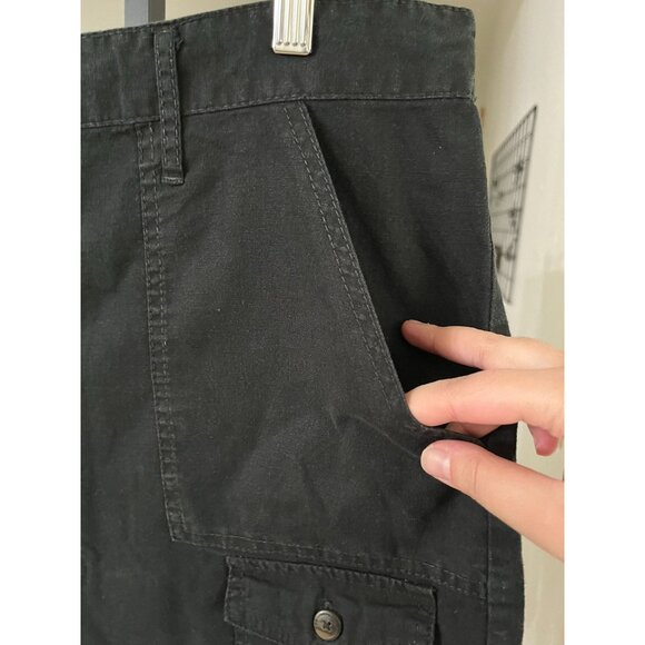 EUC Faded Glory Black Linen-Cotton Blend Cargo Shorts Drawstring Waist - Picture 4 of 5